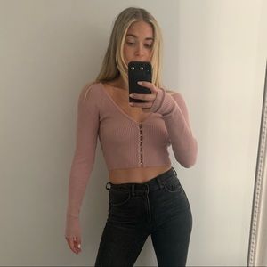 Crop top button front sweater